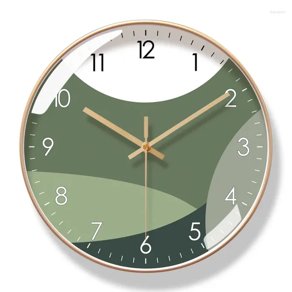Relógios de parede Escritório Luxo Relógio Quartz Vidro Estético Silencioso Elegante Moderno Redondo Zegar Scienny Design Interior YY50WC
