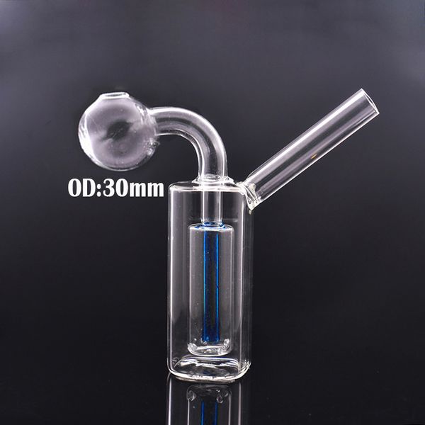 Toptan kare cam yağ brülör bong nargile shisha el boyutu fıskiye sigara içme su bongs dab teçhizat kül yakalayıcı ile 30mm yağ brülör boru sigara aksesuarları