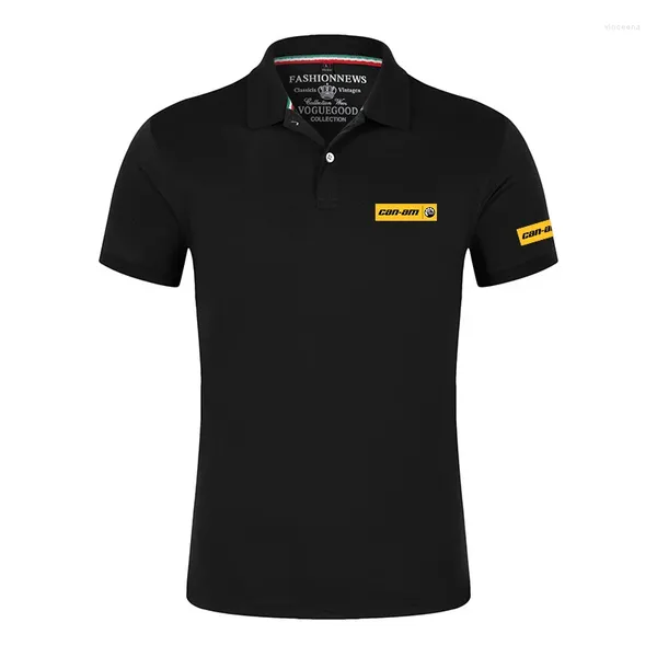 Polos masculinos 2023 homens can-am brp confortável casual lapela bordado polor camisa para verão harajuku impressão tops