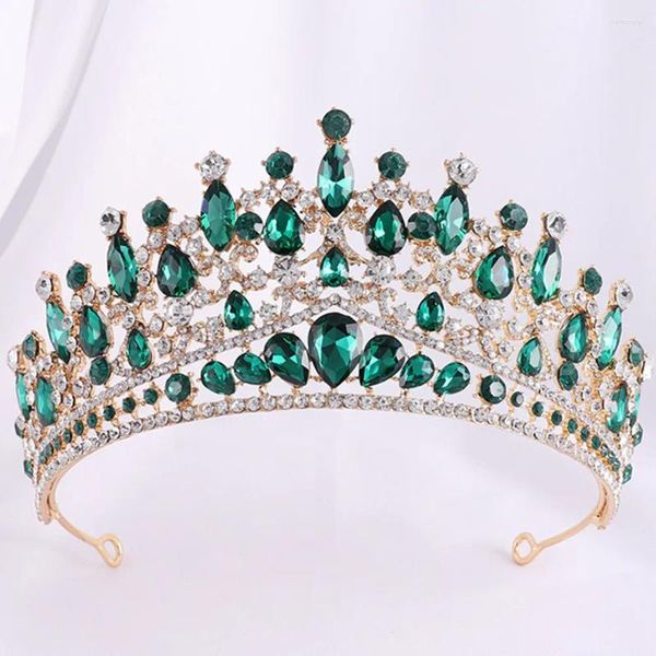 Fermagli per capelli DIEZI 4 colori Elegante goccia d'acqua Strass Tiara Corona Gioielli per feste di nozze Sposa Sposa Accessori in cristallo verde