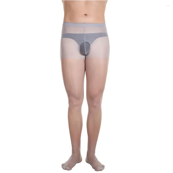 Unterhosen Männer Ultradünne Strümpfe Durchsichtige glänzende Strumpfhosen Öl Glänzende Leggings Strumpfhosen Gay Sissy Transparente Strumpfwaren Dehnbare Logn-Hose