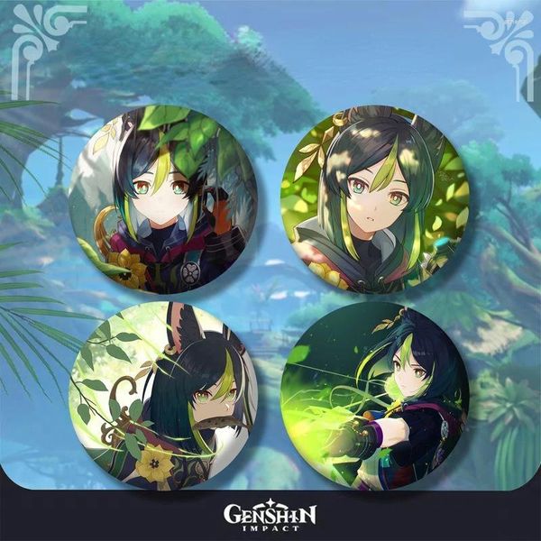 Broschen Tighnari Abzeichen Pins Anime Genshin Impact Frauen Brosche Mode Kreative Cosplay Charms Figur Für Tasche Zubehör Geschenke