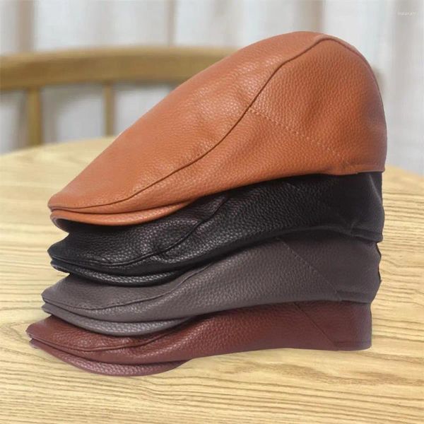 Berets Homens Chapéu À Prova de Vento Vintage Sboy Cap Golf Driving Flat Cabbie Art Estilo Botão Fechamento Masculino Boina Moda Acessório