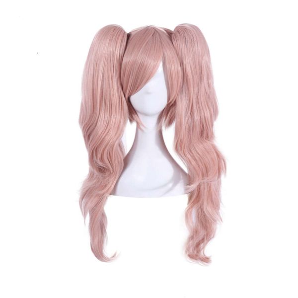 Anime Danganronpa Enoshima Junko Halloween Frauen Perücken + Weiß Schwarz Bär Haarnadeln Cosplay Kostüm Perücke