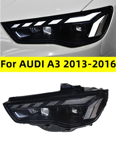 Фары автомобиля в сборе для AUDI A3 2013-20 16, синие DRL, анимационные фары, светодиодные дневные фары, дальний свет, поворотники