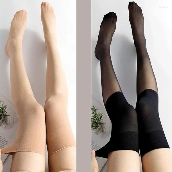Calzini da donna Calze sexy con ginocchiera sopra il ginocchio Calza calda per ragazza da donna in nylon invisibile alta tinta unita 2023