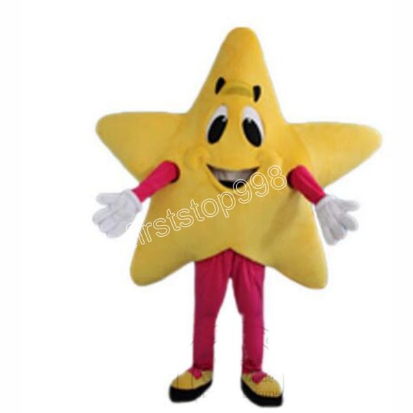 Halloween amarelo estrela de cinco pontas mascote traje de alta qualidade dos desenhos animados anime tema personagem adultos tamanho festa de natal ao ar livre publicidade outfit terno