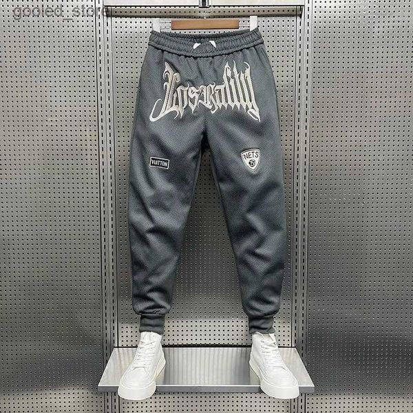 Pantaloni da uomo Y2K lettere ricamate pantaloni a gamba larga pantaloni sportivi casual da coppia coreana di fascia alta da uomo pantaloni elastici moda tutto-fiammifero vendita calda Q231023