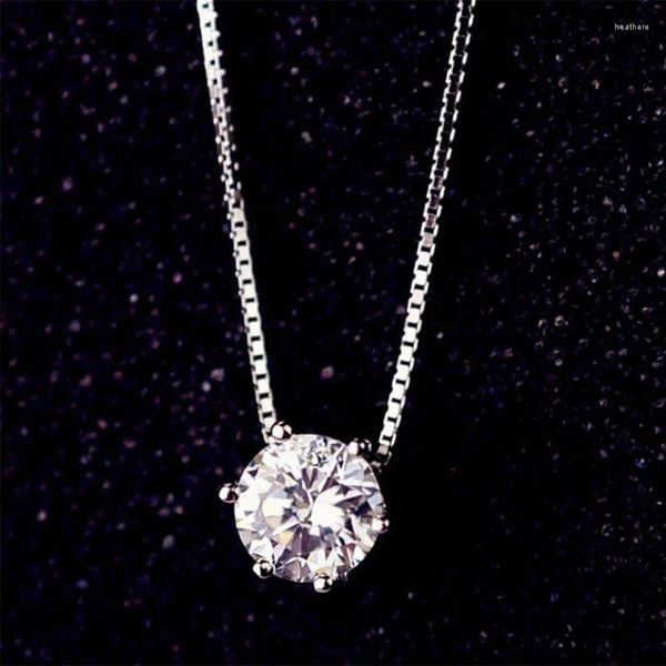 Anhänger 925 Silber Halskette Anhänger Rundschliff 1,0 ct D Farbe Weißer Moissanit Pass Diamond Test für Damen Elegant