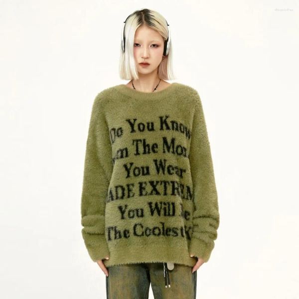 Kadın Sweaters Tam Baskı Mektupları Büyük Boy Tiftik Kadınlar Erkekler Giyim Sokak Giyim Külot Kürk Gizli Kıyafetler Kış Örgü