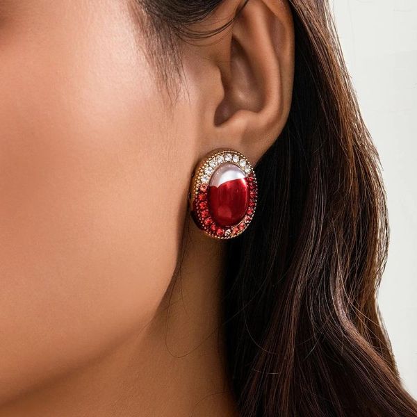 Ohrstecker Goth Red Blood Imitation Perle Frauen Vintage Strass Piercing Halloween Party Schmuck Zubehör