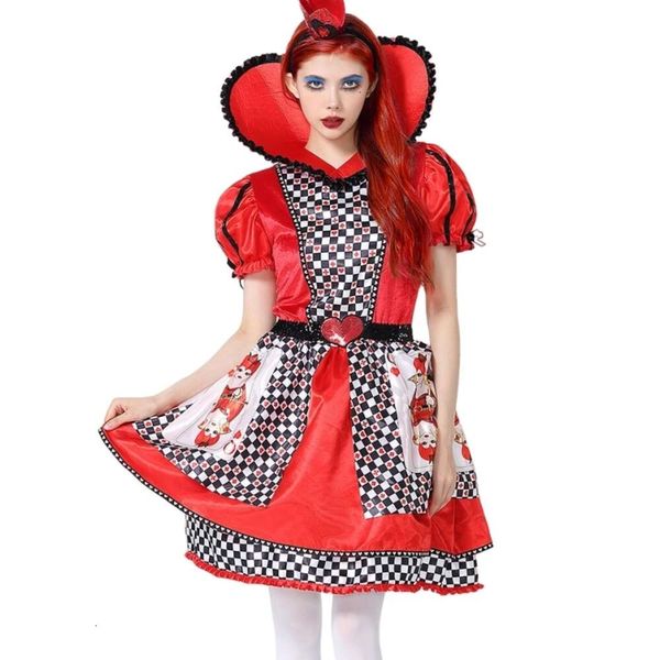 Halloween-Kostüm für Damen, Designer-Cosplay-Kostüm, Halloween-Kostüm, neues Produkt, Königin der Herzen, Cosplay, Alice im Wunderland, Pokerrock