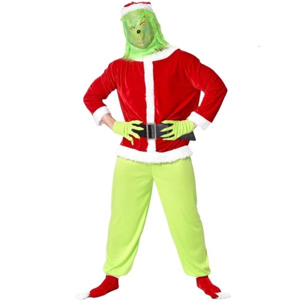 Costume cosplay di Natale da donna Costume cosplay di design Costume Cosplay Capelli verdi travestito da ladro Costume strano Costume da Babbo Natale neutro
