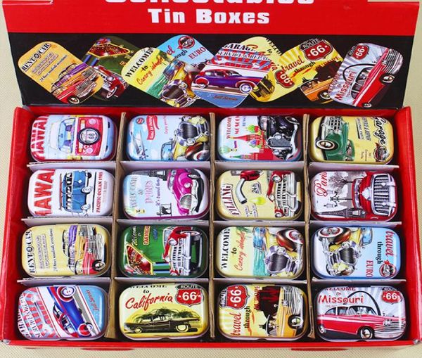 32 peças carro antigo rota 66 caixas de lata coletivas criativas pequena caixa de doces presente de aniversário para meninos lembrancinhas de festa 2818064