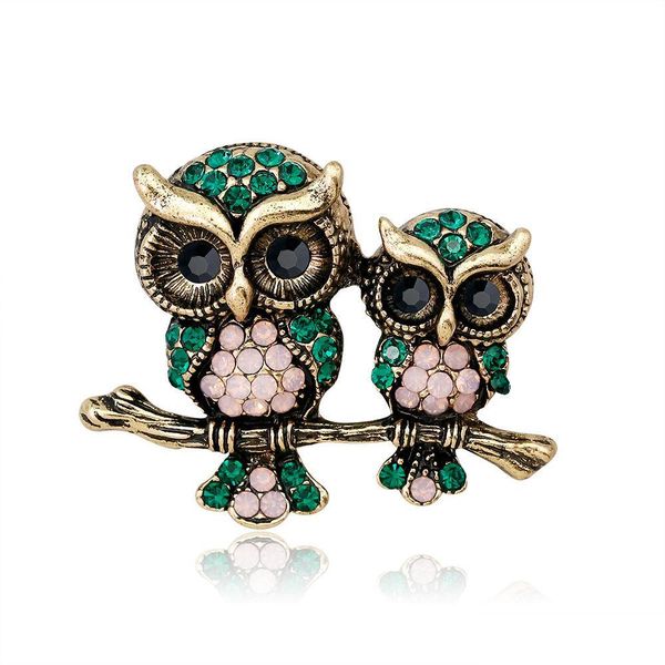 Pins Broschen Großhandel Große Vogel Eulen Kristall Emaille Broschen Antiquitäten Bouquet Eule Brosche Pin Schal Clips Schmuck Drop Lieferung Dhlwz