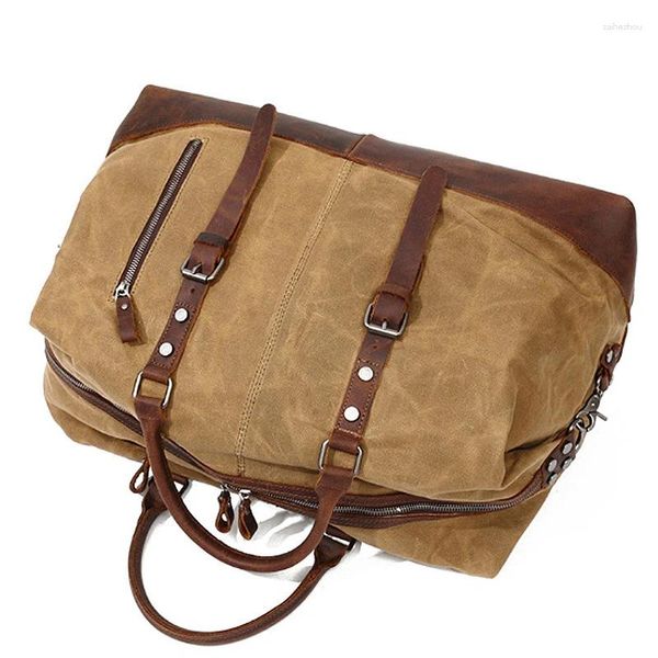 Duffel Bags Moda Vintage Canvas Viagem Homens Saco Tote Grande Capacidade Carry On Bagagem Weekender Unisex