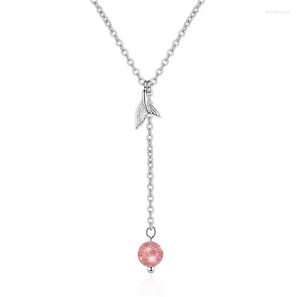 Pingentes de cristal rosa peixe cauda pingente colar para mulheres jóias qualidade superior 925 prata feminino princesa acessórios gargantilha