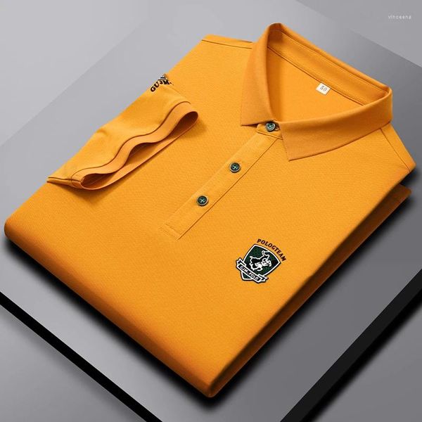 Polo da uomo Polo 2023 T-shirt estiva per uomo Bavero ricamo Tendenza europea Casual manica corta classica Ropa