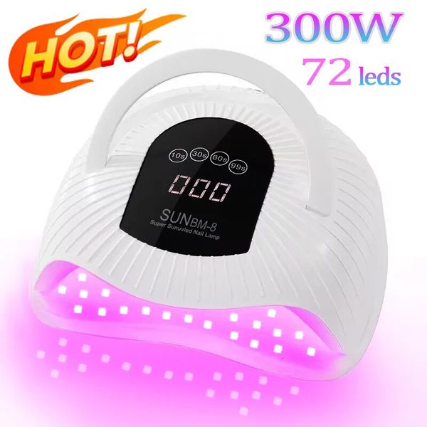 Secadores de unhas BM-8 300W 72LEDs lâmpada de secador de unhas UV LED lâmpada de unhas sem mãos pretas para secar unhas gel polonês design portátil lâmpada de unhas 231020