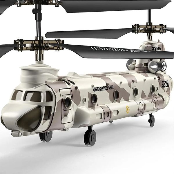 Elektrikli Uçak Syma Uzaktan Kumanda Helikopteri 2.4GHz S52H Askeri Taşımacılık RC Silahlı Chinook Ch 47 Model Oyuncaklar Çocuk Fanları 231021