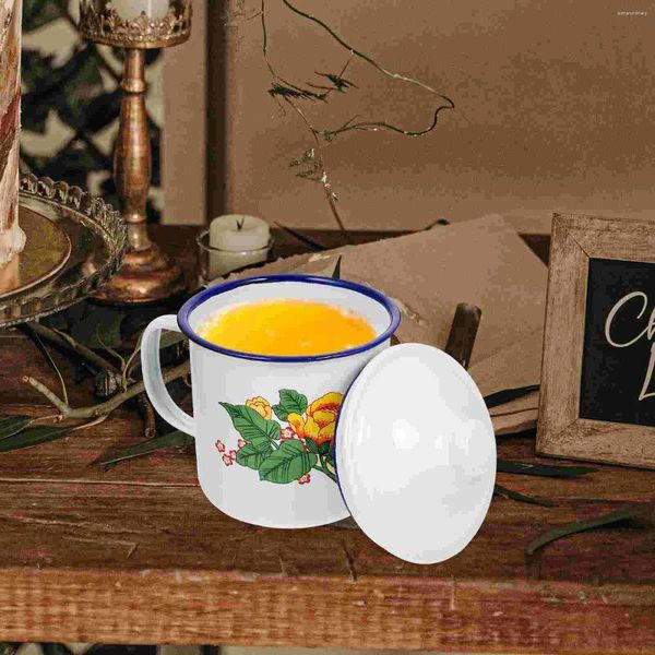 Mutfak Depolama 2 PCS Kırmızı Emaye Kupa Seyahat Vintage Çay Bardağı Ev Suyu Çay Fincanı Taşınabilir Kalınlaştırılmış Kahve Mini