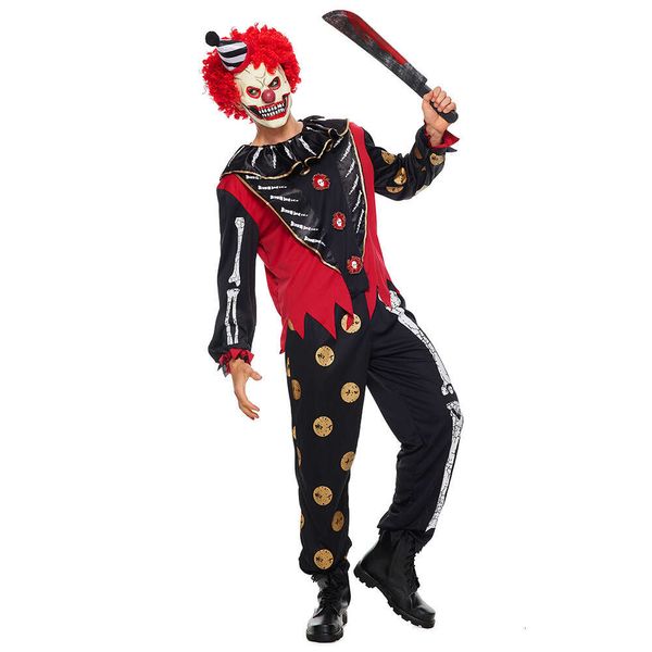Костюмы на Хэллоуин, потому что ужасы сексуальные забавные взрослые и дети Хэллоуин новые костюмы скелетов ужас преследующий клоун Джокер сценический костюм набор