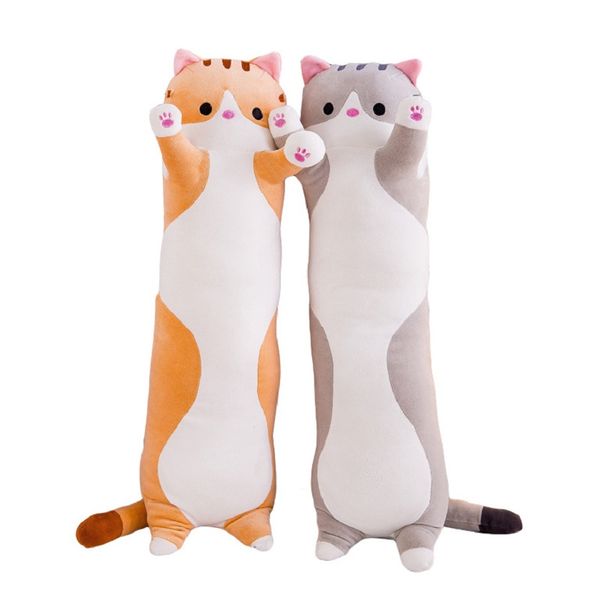 Fabrika toptan 50 cm 3 renkli peluş uzun kedi oyuncakları çizgi film yastık bebekleri için çocuk hediyeleri