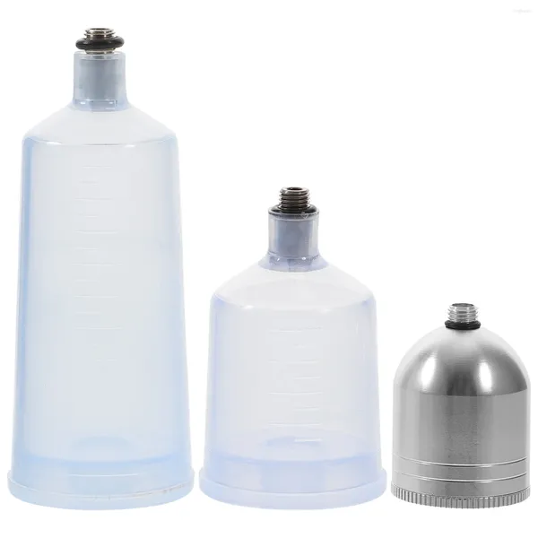 Set di stoviglie 3 pezzi Vaso di ricambio per aerografo Contenitore per bottiglia smontabile Terrario Serbatoio Bottiglie di erogazione Vaso di vetro di plastica Trasparente