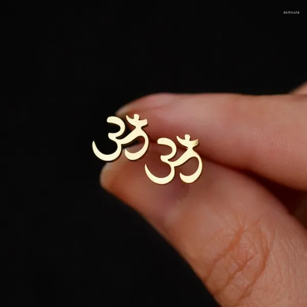 Серьги-гвоздики из нержавеющей стали с символом OM Aum, женские серьги-гвоздики унисекс для медитации, йоги, минималистичные ювелирные изделия, подарок