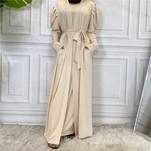 Roupas étnicas Dubai Muçulmano Mulheres Hijab Vestido Aberto Abaya Cardigan Kimono Kaftan Turquia Robe Eid Ramadan Islâmico Jilbab Árabe Vestidos