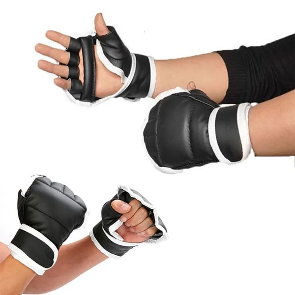 Sandsack Halbfinger-Boxhandschuhe PU-Leder Kampf Kick Karate Muay Thai Training Workout Kinder Männer 231024