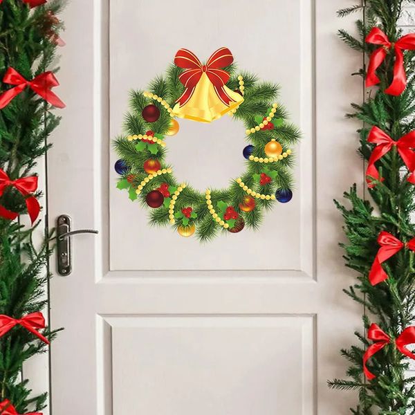 Tapeçarias papel de parede guirlanda de natal porta adesivos de parede sala de estar decorações de parede adesivos de janela pvc auto-adesivo adesivos de férias 231024