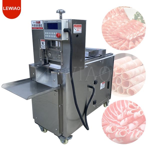 Fatiador de carne elétrico, máquina de corte de rolo de carne comercial, espessura ajustável