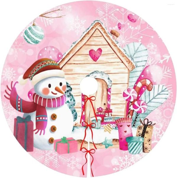 Decorações de Natal Saia de árvore Saias de Natal Tapete alegre para boneco de neve rosa fofo