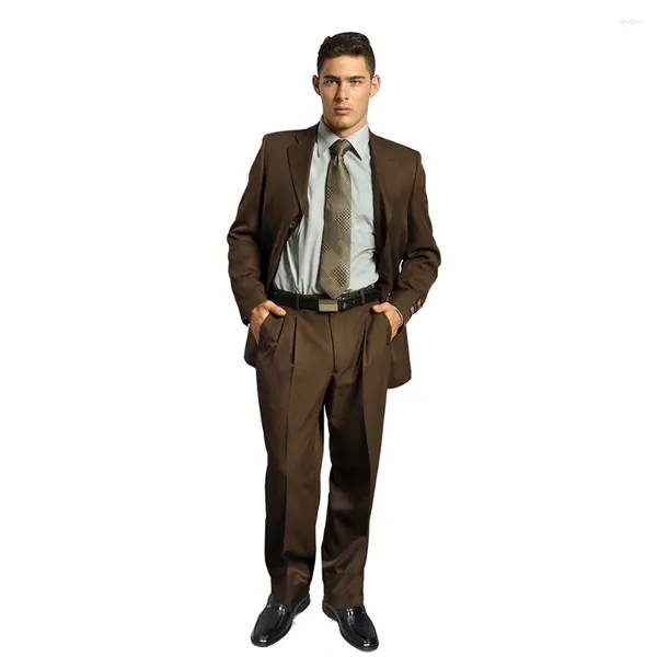 Ternos masculinos de 2 peças terno marrom chocolate calças jaqueta slim fit