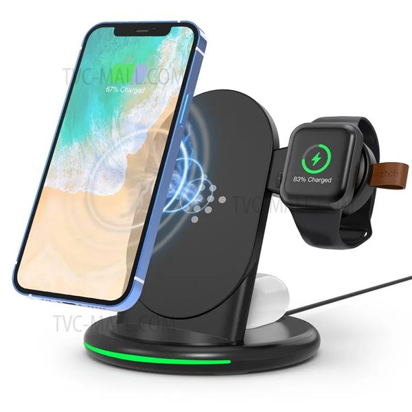 N35 Üçüncü Kablosuz Şarj Cihazı Apple Watch/iPhone/AirPods için Stand (FOD işlevini desteklemiyor)-Siyah