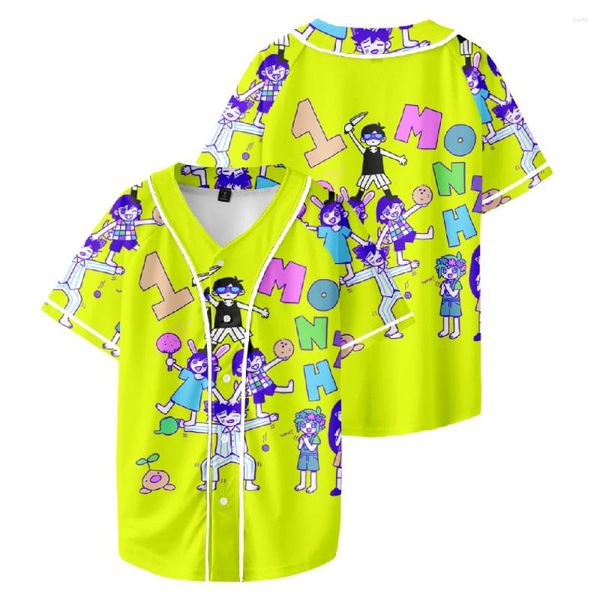 Homens Camisetas WAMNI Omori Jogo Uniforme de Beisebol Harajuku Roupas Hip Hop Fino Pulôver Verão Casual Manga Curta Roupas Engraçadas