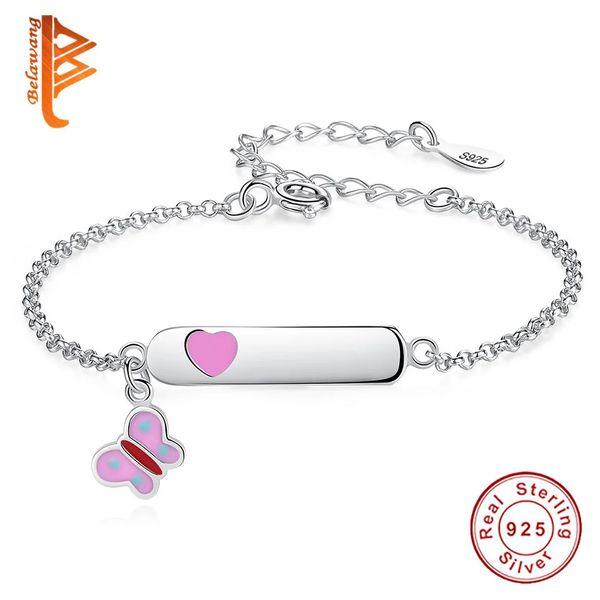 Bracciale BELAWANG Bracciale in argento sterling 925 con ciondolo a forma di cuore con incisione con nome personalizzato per ragazze, gioielli personalizzati 231023