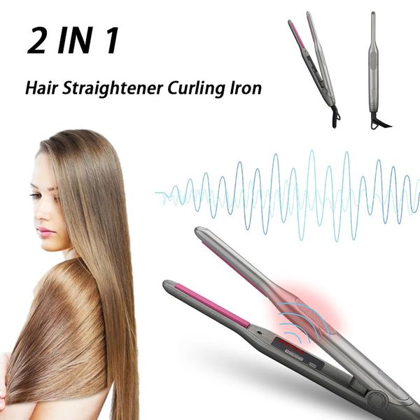 Curling Irons 2 em 1 alisador de cabelo e modelador de cabelo plano máquina de onda placa crimper profissional estilo aparelhos salão ferramentas prancha 231023
