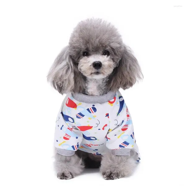 Köpek giyim köpek yavrusu kedi uçak uçağı baskı yumuşak tulum pijamaları sıcak palto evcil hayvan giysileri