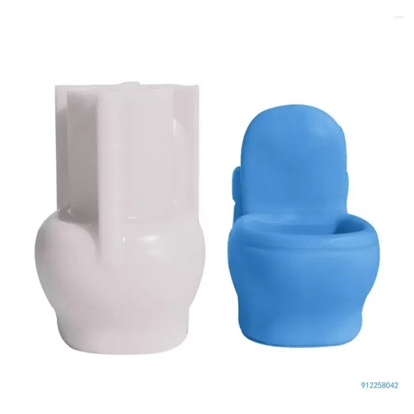 Stampi da forno Stampo in silicone unico per vasi di fiori per realizzare candele Sapone fatto a mano 3D a forma di toilette - Goccia in resina per candela