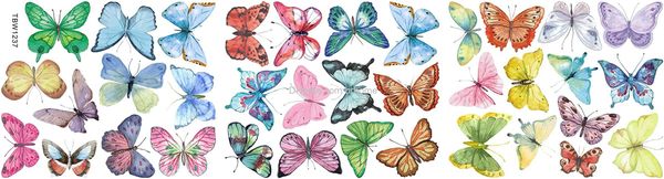 Наклейки на стену, акварельные наклейки с бабочками и наклейками для девочек, декор для спальни, детской комнаты, Прямая доставка, Ambsr