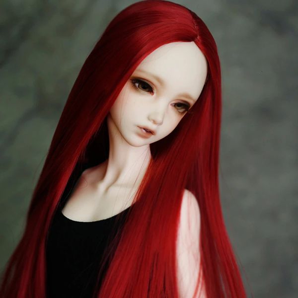 Bambole Stile 13 14 16 18 Bjd SD Doll Filo ad alta temperatura Lungo dritto Vino rosso per capelli BJD 231024