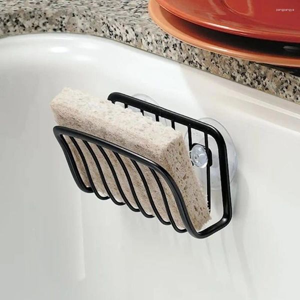 Armazenamento de cozinha doméstico suporte de esponja de metal sem perfuração pia prateleira de drenagem de sabão prateleira de drenagem