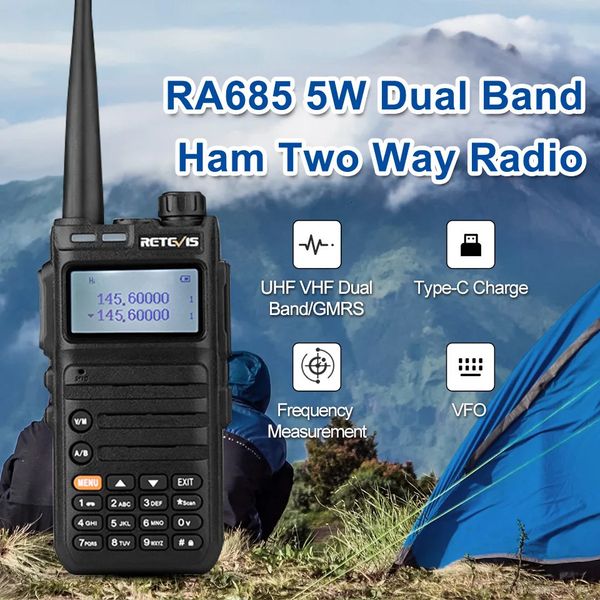 Walkie Talkie Retevis RA685 WALKIE TALLIE HAM İki Yönlü Radyo İstasyonları Uzun Menzilli Walkie-Konuşmalar Profesional UHF VHF USB Tip C Şarj Cihazı 5W CHIRP 231023