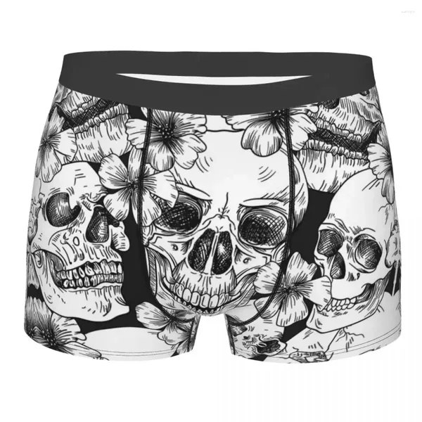 Mutande Scheletro Teschio Osso Modello Fiore Mutandine Traspiranti Intimo Uomo Pantaloncini Comodi Boxer Slip