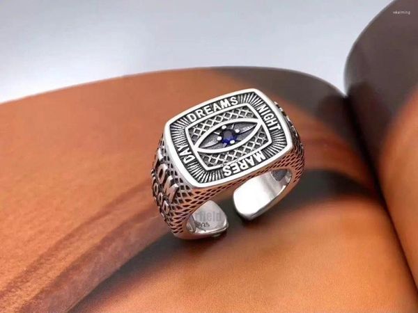 Cluster-Ringe, die S925-Sterlingsilber-Retro-Thai-offene einstellbare Manseiko-Persönlichkeits-Tom-Holz-europäischen Stil-Schmuck-Ring-Geschenk verkaufen