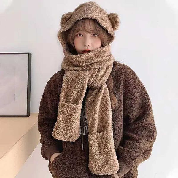 Berretto/Teschio Berretti Simpatico Orso Orecchio Cappello Sciarpa Set Kawaii Donna Inverno Berretti Berretti Caldo Casual Peluche Cappello Casual Donna Keep Wammer Anime RegaloL23/10/24