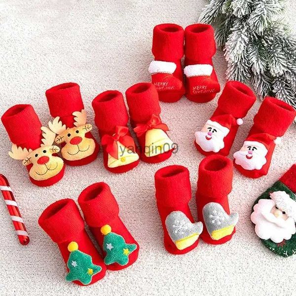 Decorações de Natal Meias infantis para meninas e meninos, estampa antiderrapante de algodão para bebês, meias de Natal para recém-nascidos, meias curtas infantis, roupas HKD231024