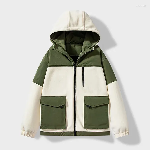 Erkek Ceketler Sonbahar Polar ceket kapşonlu sıcak açık blazer gevşek rüzgar geçirmez ceket varsity Erkekler